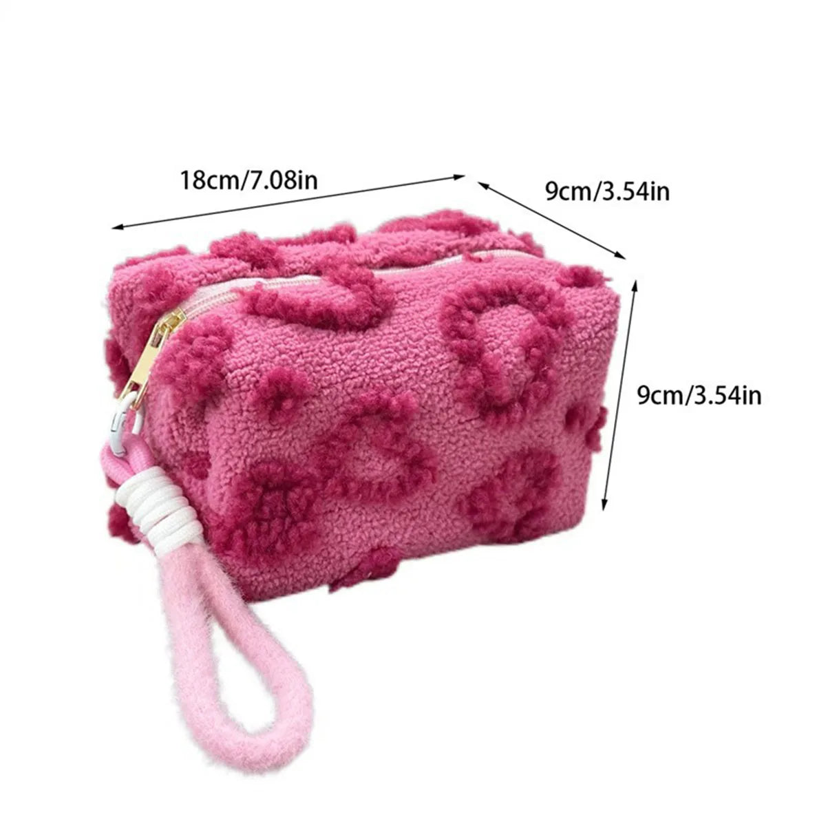 Cosmetic Case Plush Pouch with Handle for Travel Use - WO2MEN