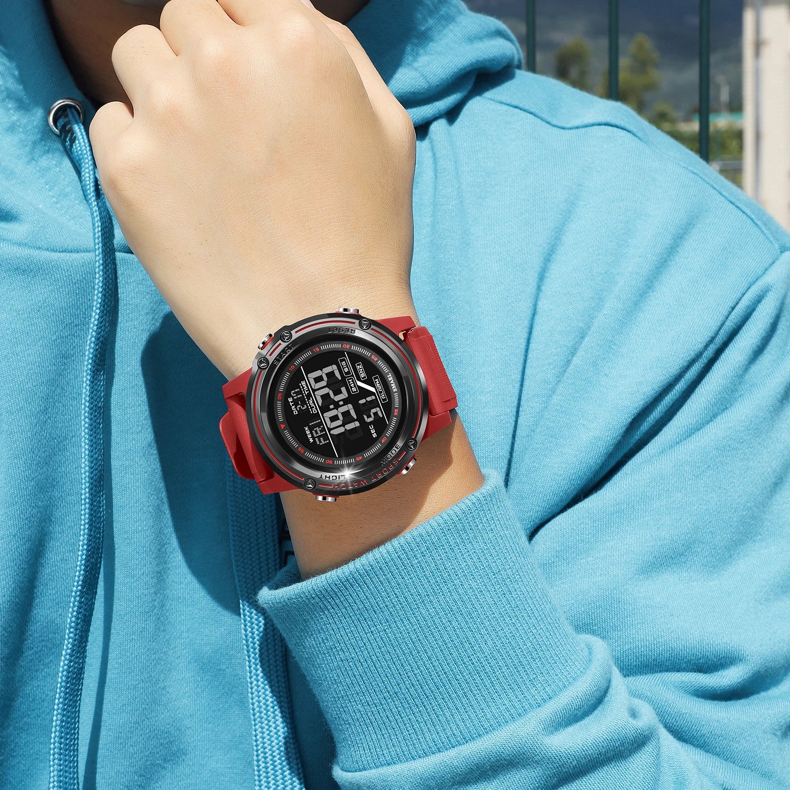 Digital Sports Watch LED Display Waterproof 50M