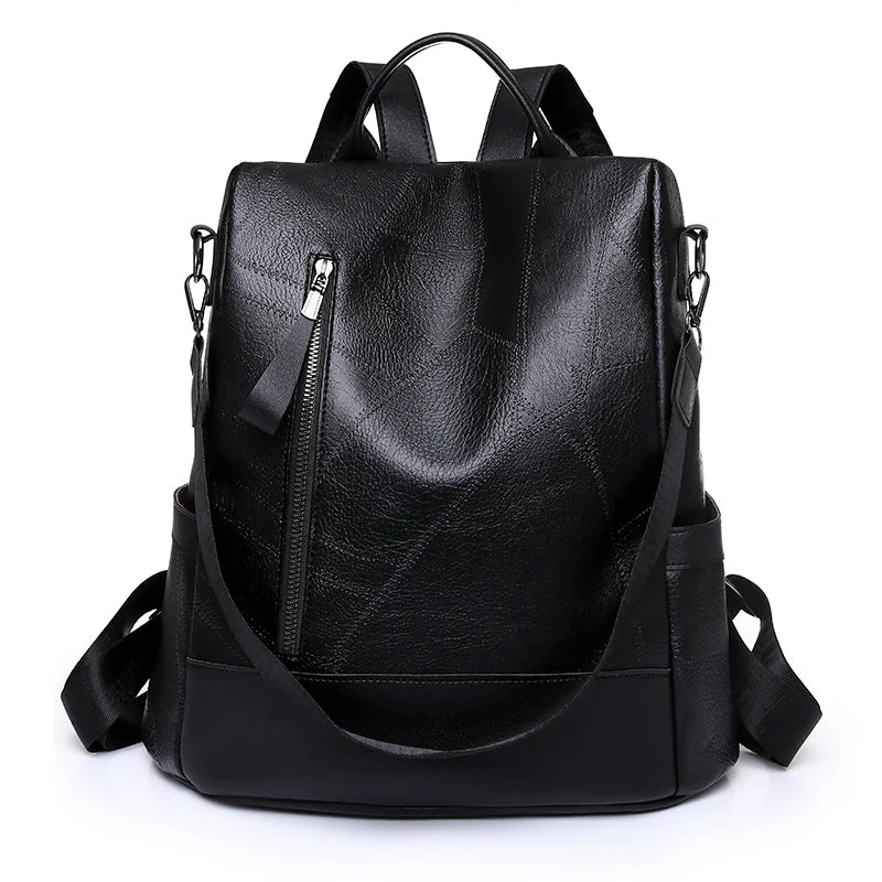 Womens Fashion Backpack with Multi Pocket Design - Black
