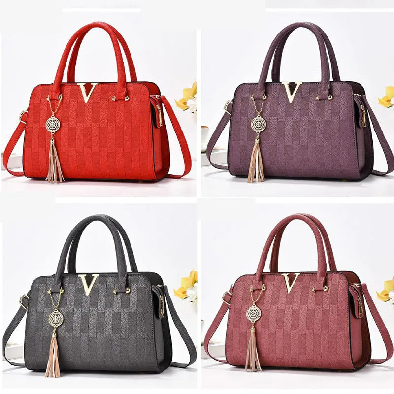 Checkered Bucket Handbag with Adjustable Strap