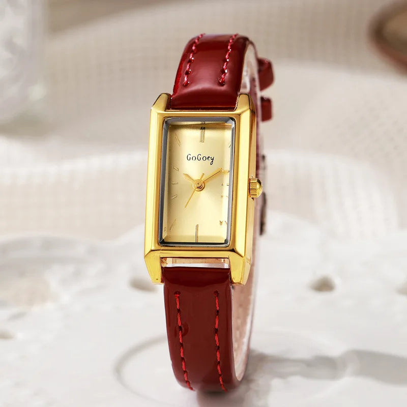 Wristwatch with Rectangular Case Quartz Movement