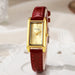 Wristwatch with Rectangular Case Quartz Movement - Red