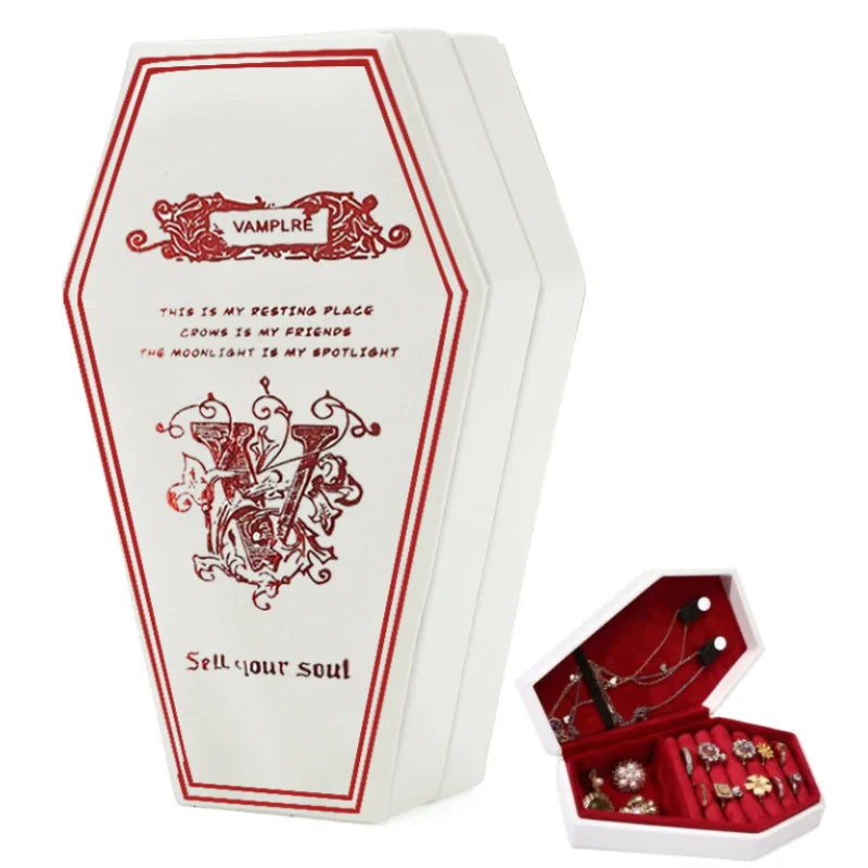 Gothic Coffin Shaped Jewelry Box with Compartments
