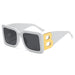 Oversized Square Sunglasses UV400 Gradient Lens - White Black