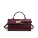 Lock Closure Rectangular Handbag with Top Handle - Burgundy