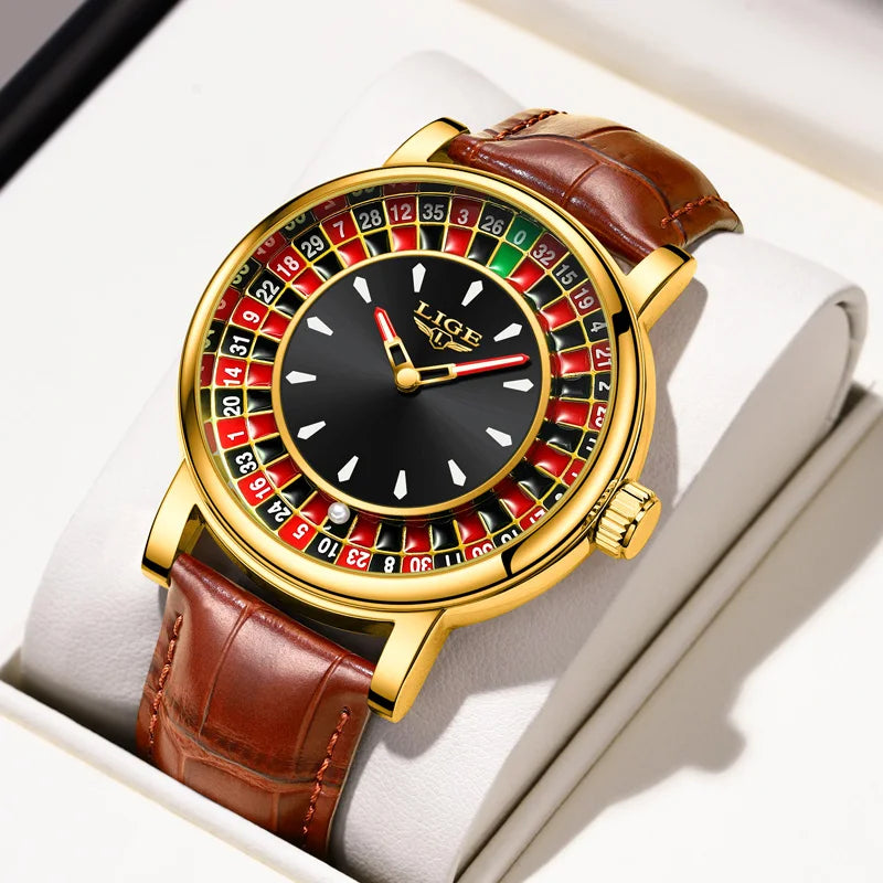 Roulette Dial Luxury Wristwatch with Luminous Hands