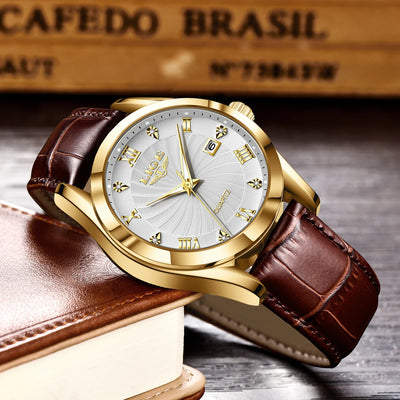 Womens Leather Strap Watch with Roman Dial Quartz