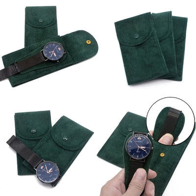 Portable Flannelette Watch Pouch Case for Single Watch