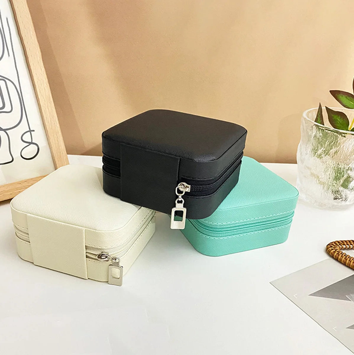 Mini Travel Jewellery Organizer Box Zippered Case