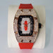 Diamond Tonneau Watch with Crystal Embellished Case - Rose Gold Red