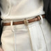 Womens Minimalist Belt with Needle Button Buckle - Chocolate