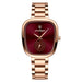 Watch Square Dial with Subdial for Everyday Elegance - Rose Gold Red