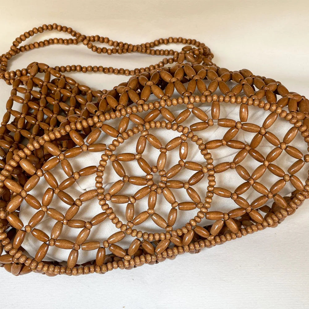 Handbag Beaded Woven Shoulder Bag for Everyday Use