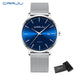 Silk Mesh Dial Timepiece With Calendar Window Luxe Neo - Silver Blue