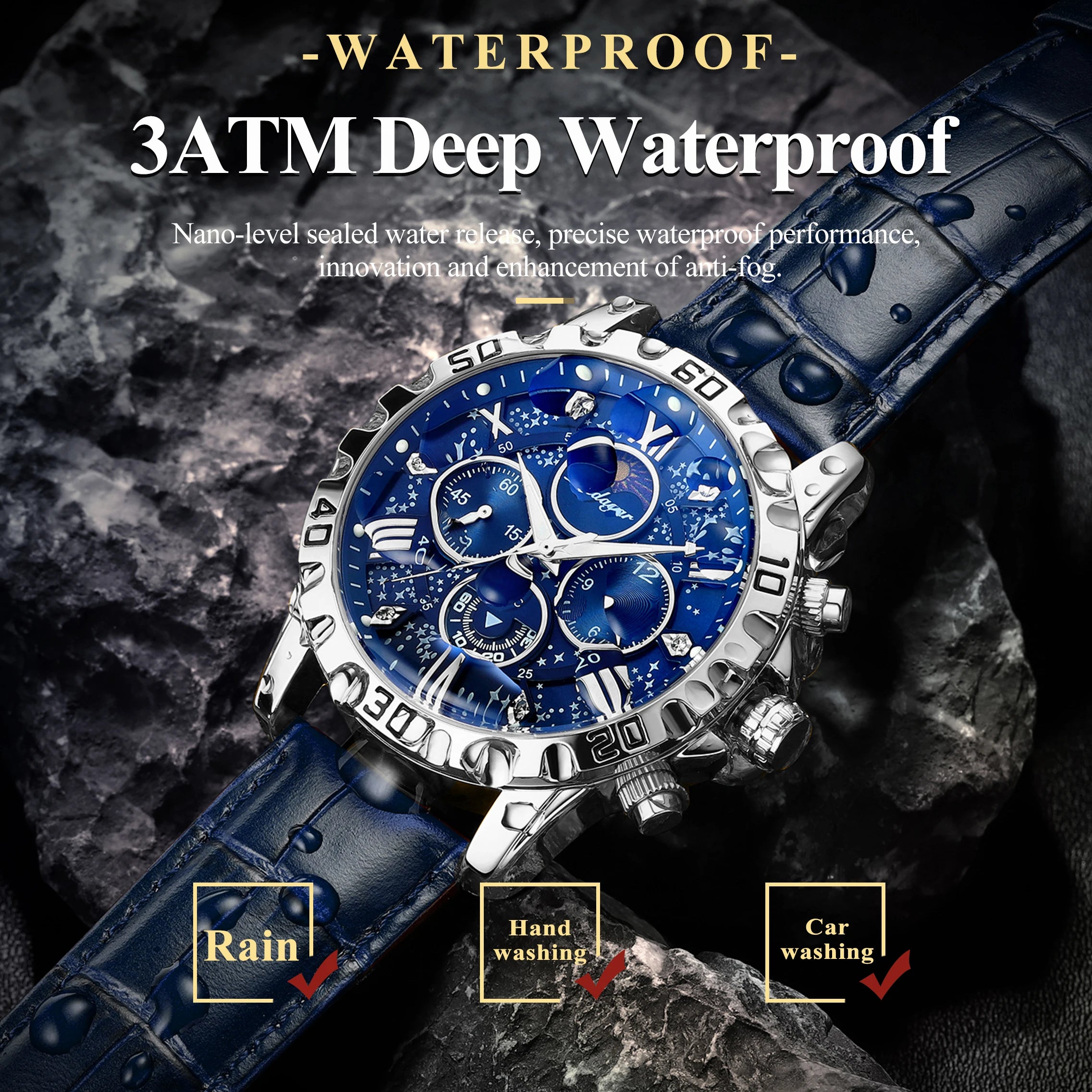 Cosmic Chronograph Timepiece With Night Sky Dial Design