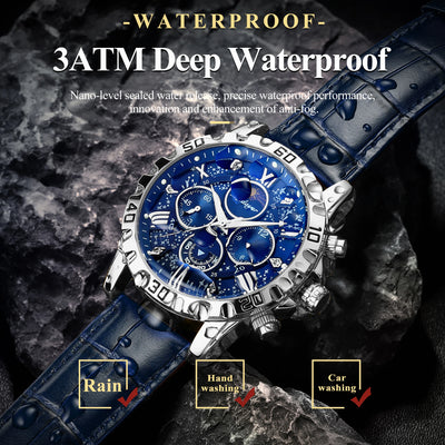 Cosmic Chronograph Timepiece With Night Sky Dial Design
