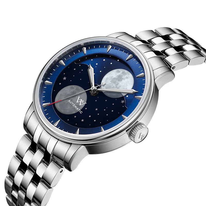 Moon Phase Automatic Mechanical Wristwatch Twin Moons