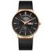 Mens Wristwatch with Date Window And Water Resistance - Rose Gold Black