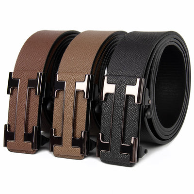 Belt With H Buckle And Textured Finish For Daily Wear - WO2MEN