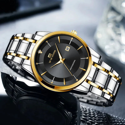 Watch Two Tone Dress Crystal Accents Premium Craft - WO2MEN