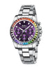 Elegant Chronograph Watch with Calendar and Stopwatch - Purple