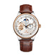 Skeleton Mechanical Watch Moon Phase Leather Strap - Rose White