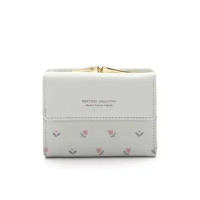 Wallet Three Fold Floral Clip Coin Purse Korean Style - WO2MEN