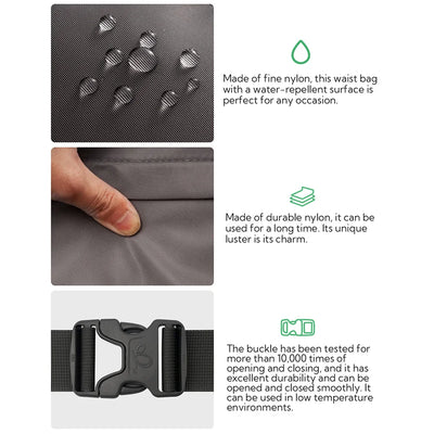 Large Waist Pack with Seven Zipper Pockets Crossbody