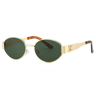 Oval Gold Frame Sunglasses with Luxe Minimalism Edition - WO2MEN