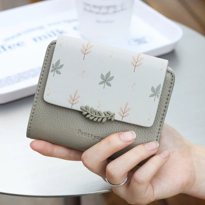 Floral Leaf Wallet with Card Holder Clasp Everyday - WO2MEN