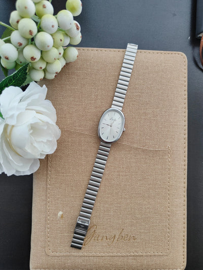 Classic Oval Case Quartz Watch with Slim Bracelet