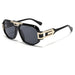 Vintage Square Sunglasses Oversized UV400 Lenses - Black Black