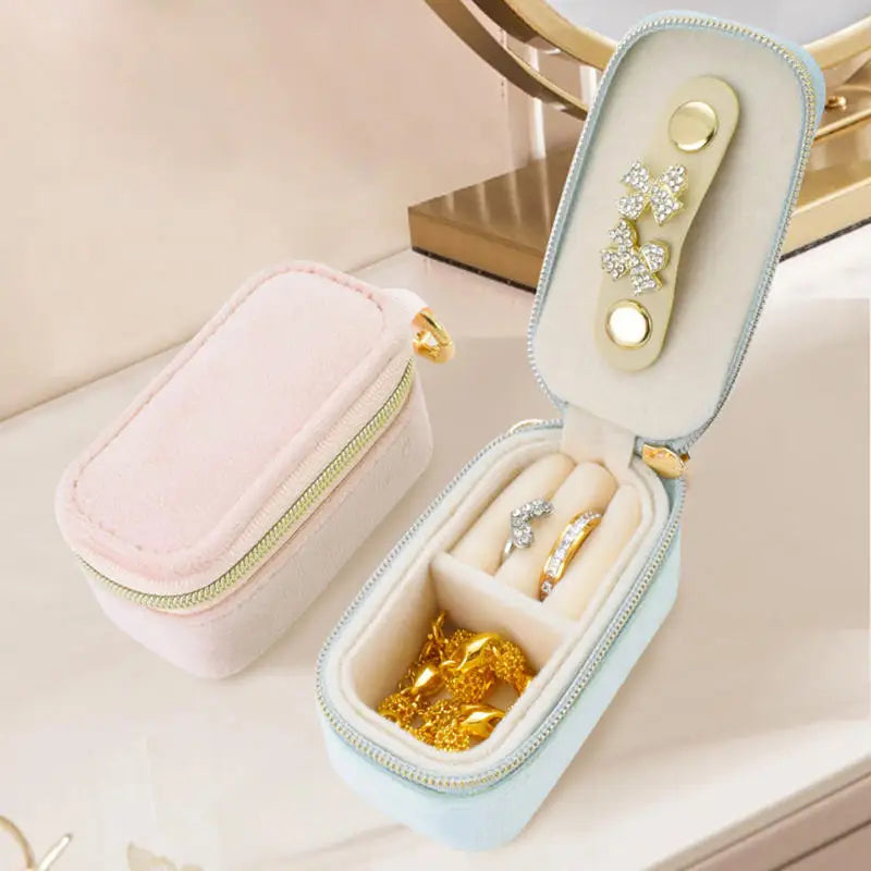 Portable Mini Jewelry Storage Box with Keychain Case