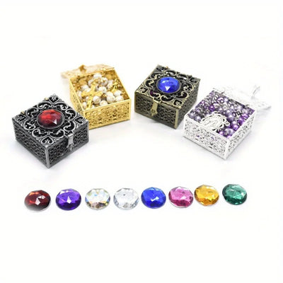 Ornate Filigree Bead Box with Jewel Top Decorative