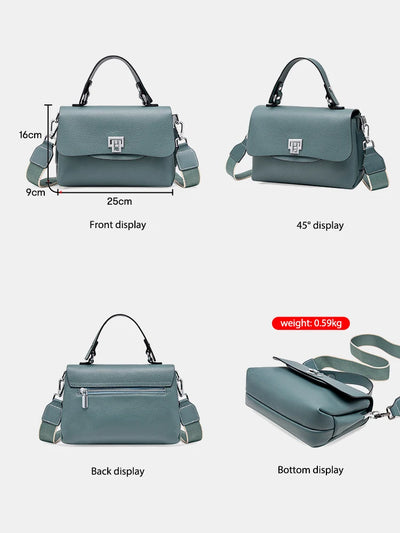 Enveloped Top Handle Bag With Classic Metal Clasp Charm