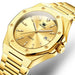 Stainless Steel Quartz Wristwatch with Date Display - Gold