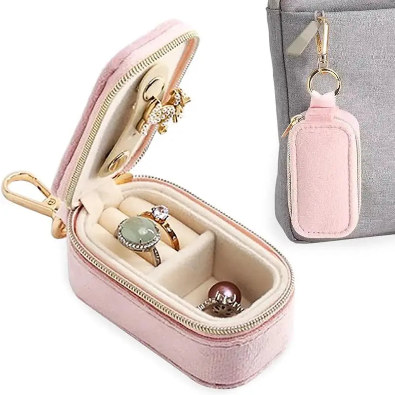 Portable Mini Jewelry Storage Box with Keychain Case