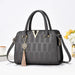 Checkered Bucket Handbag with Adjustable Strap - Grey