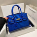 Crocodile Pattern City Satchel with Refined Structure - Blue