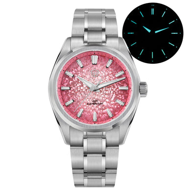 Classic Round Watch Textured Dial Luminous Hands