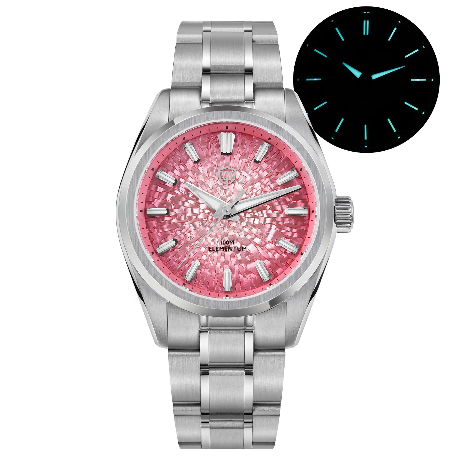 Classic Round Watch Textured Dial Luminous Hands