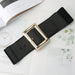Luxurious Leaf Buckle Belt with Wide Strap Adjustable - Black V28