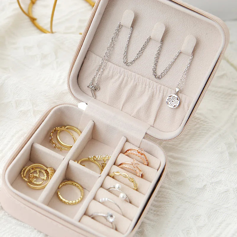 Travel Jewelry Case with Cushioned Compartments Inside