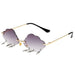 Cloud Rimless Sunglasses With Lightning Pendant - Gradient Grey
