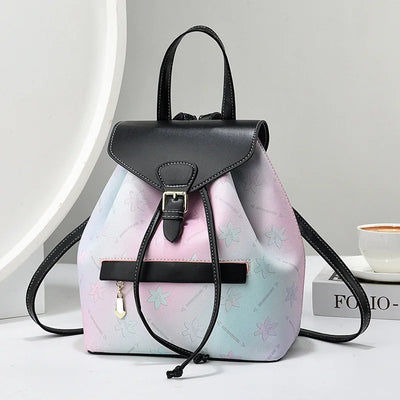 Floral Pattern Backpack With Drawstring Flap Design - WO2MEN