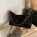 Cotton Canvas Tote Bag with Wooden Bead Handle - Black