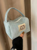 Handbag with Bear Patch and Soft Finish Compact - Blue