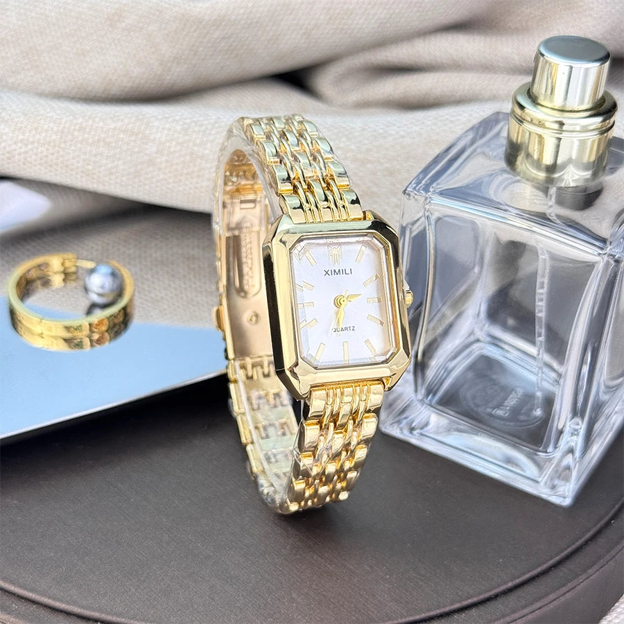 Elegant Rectangular Quartz Watch Bracelet Style