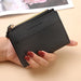 Wallet with Zipper Card Slots and Mini Money Clip Pouch - Black