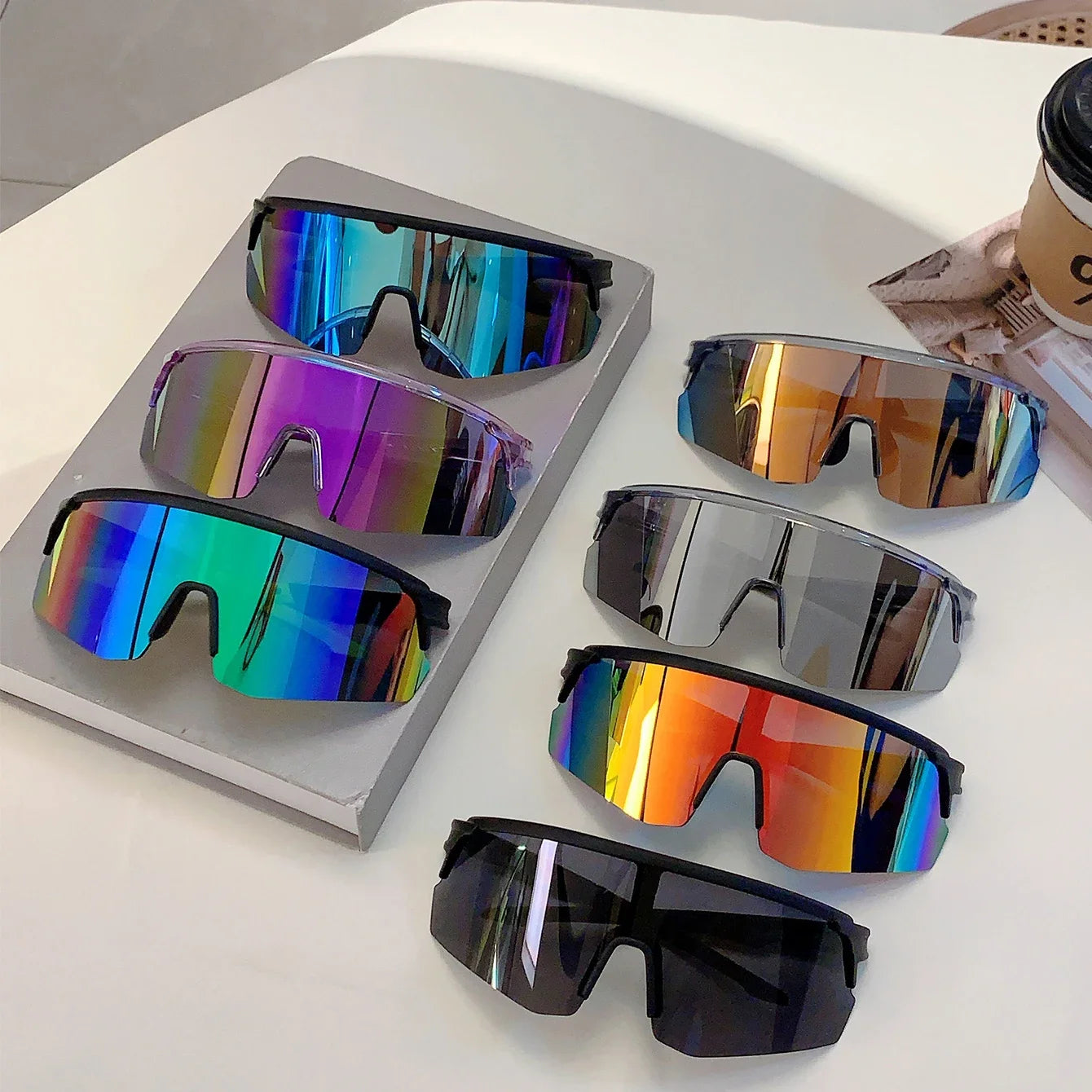 GM LUMIAS Oversized Sports Sunglasses Rimless Mirror